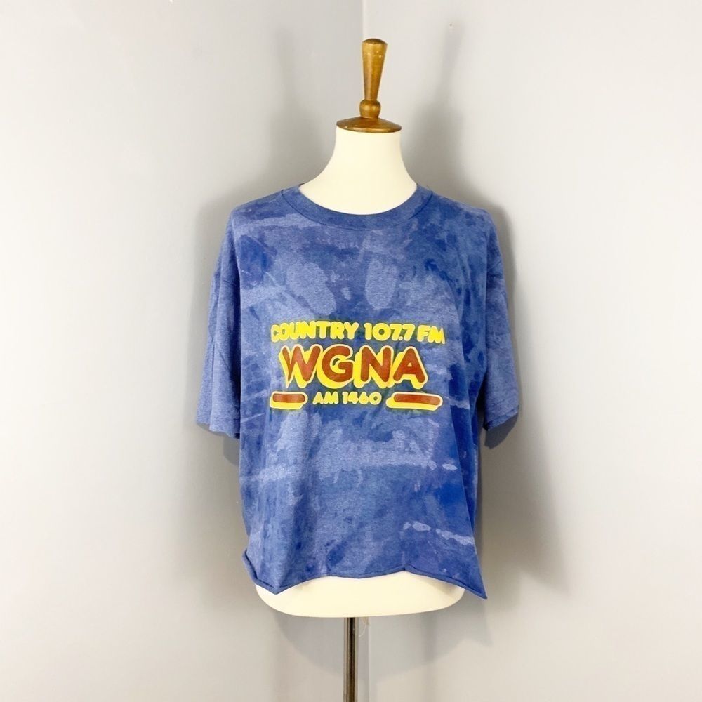 WGNA Country Radio Bleach Tie Dye Raw Hem Tee